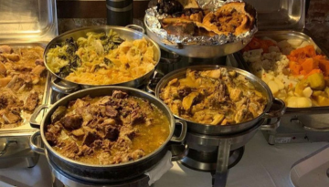 a pan filled with food