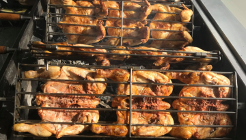 a variety of baked bread on a grill